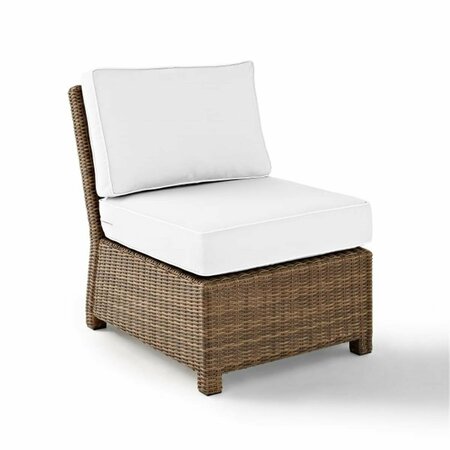 CLAUSTRO 25 x 31.50 x 32.50 in. Bradenton Outdoor Sectional Center Chair - Sunbrella, White & Weathered Brown CL3045622